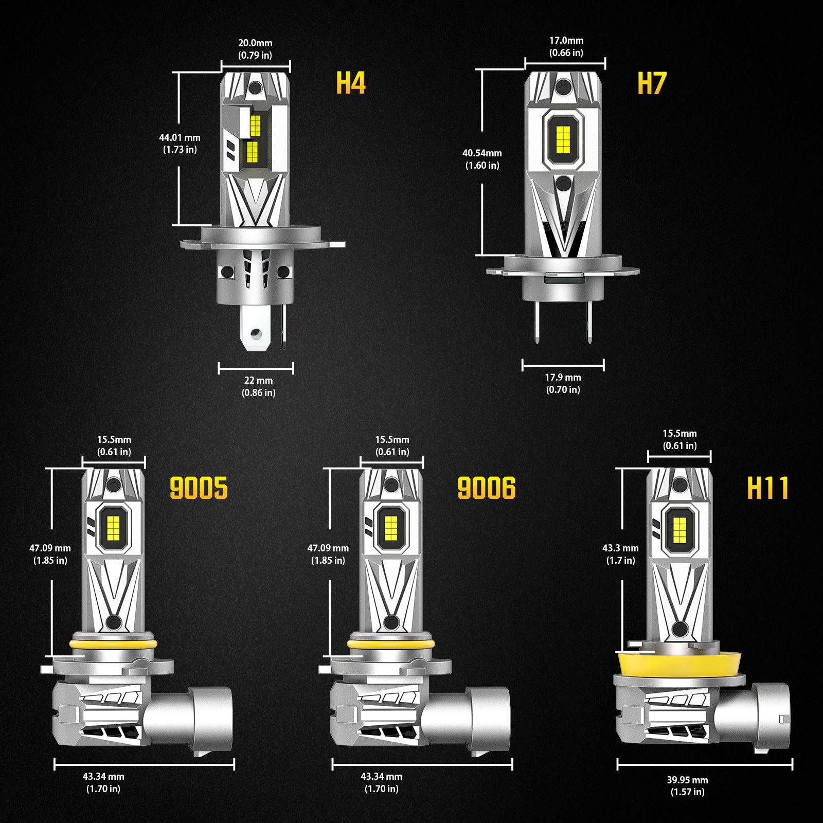 NOEIFEVO H7 H11 H4 9005 9006 Žárovky do světlometů, 80W 12V, 6500K Bílá, Dálková a potkávací světla, 2 kusy Auto lampy