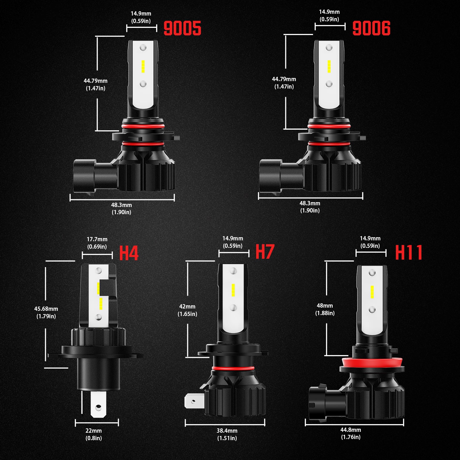 NOEIFEVO H7 H11 H4 9005 9006 Auto Svítilna, 50W 10000 Lumenů, 6500K Bílá, 50 000 Hodin Životnosti, Potkávací a Dálková Světla