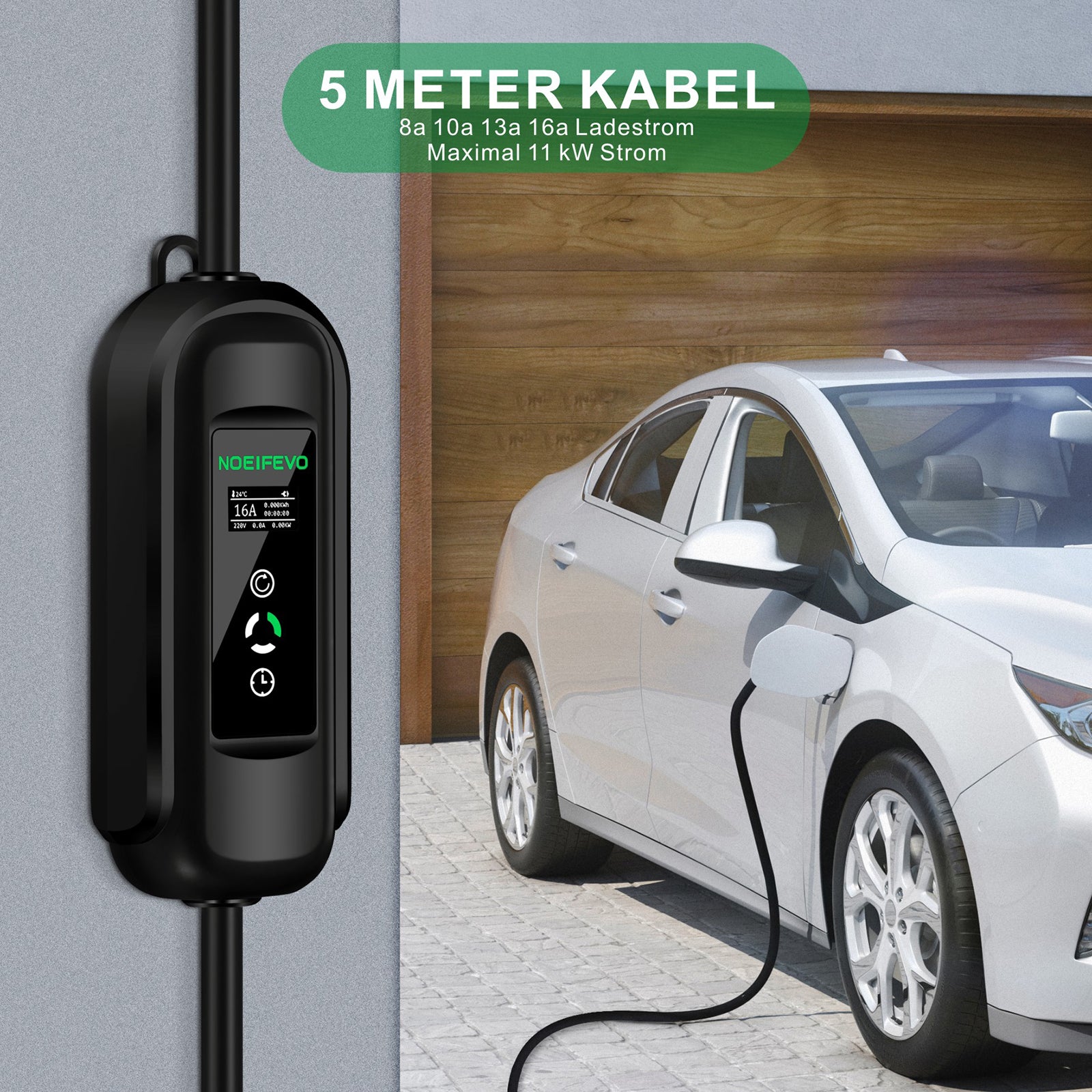 Noeifevo Type2 EV Charging Station Set, 11KW 16A 5M EV Charging Cable, Power Fast Charging Cable