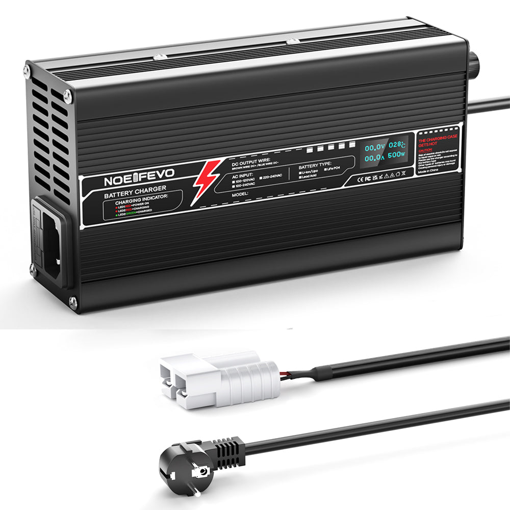 NOEIFEVO 14.6V 15A  Lithium LiFePO4 Batterieladegerät für 4S 12.8V LiFePO4-Batterie , mit Lüfter, Aluminiumgehäuse, LCD-Bildschirm