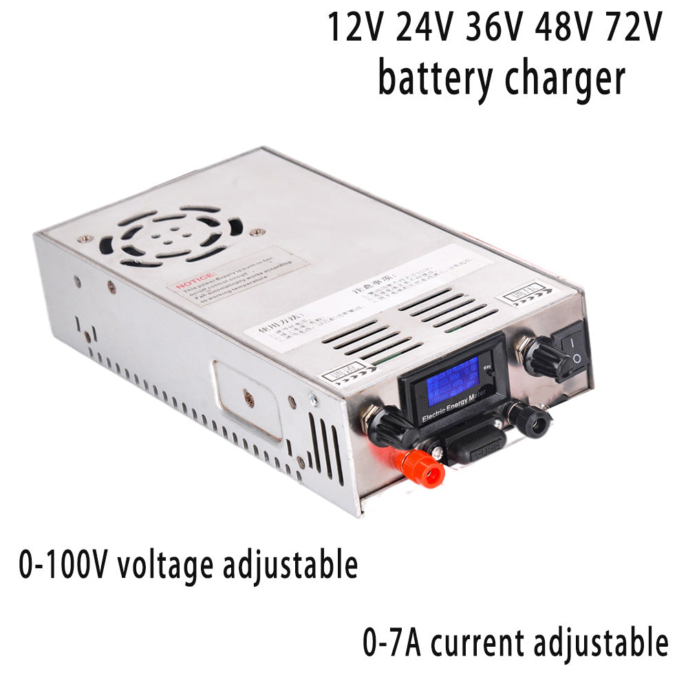 NOEIFEVO Instelbaar spannings- en stroombereik 0-100V 1-7A batterijlader, compatibel met 3,7V 6V 12V lithium-, LiFePO4- en loodzuuraccu's