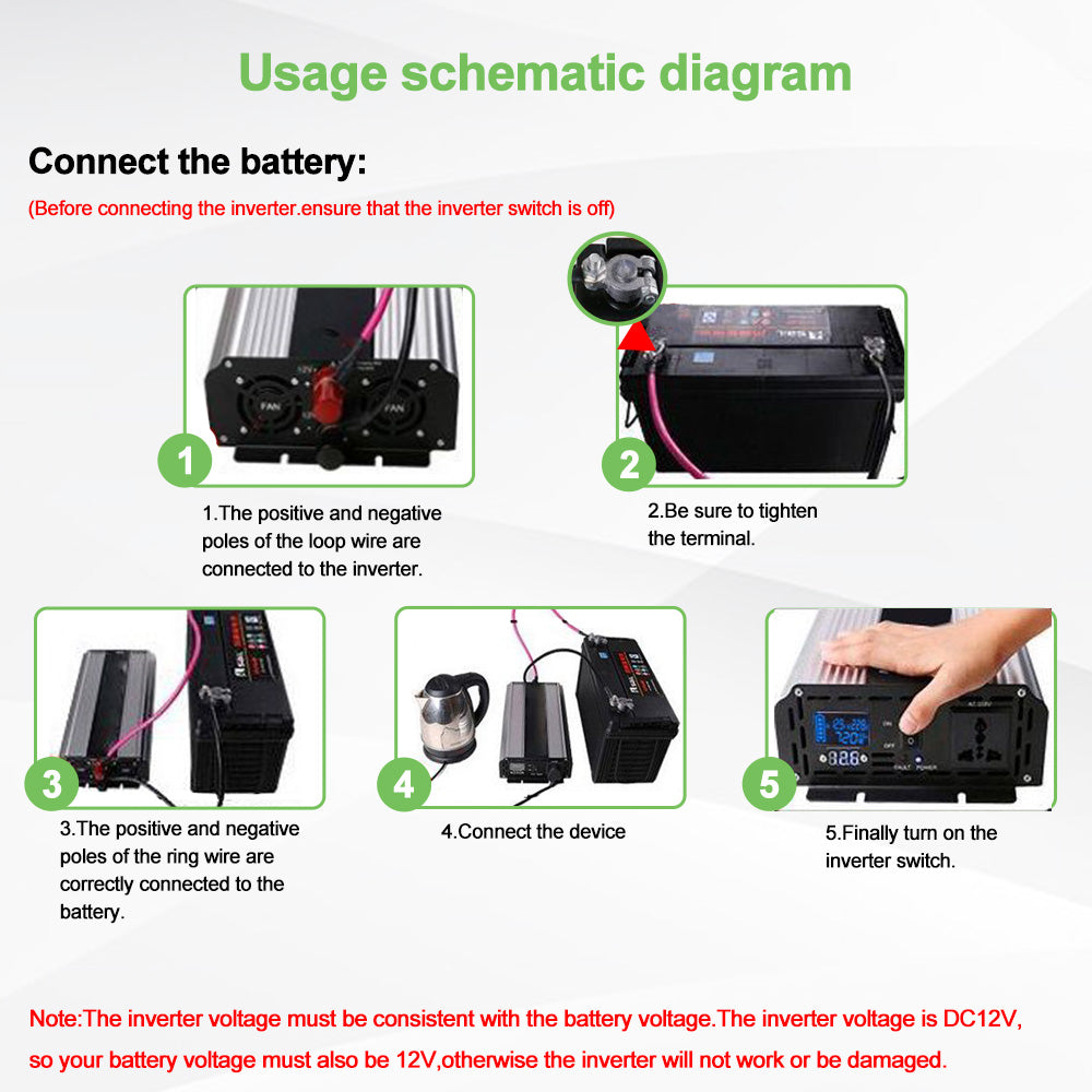 Bærbar 3000W 4000W 5000W 6000W 8000W Pure Sine Wave Inverter DC 24V til AC 110V 220V Spændingsomformer Bil Solar Inverter