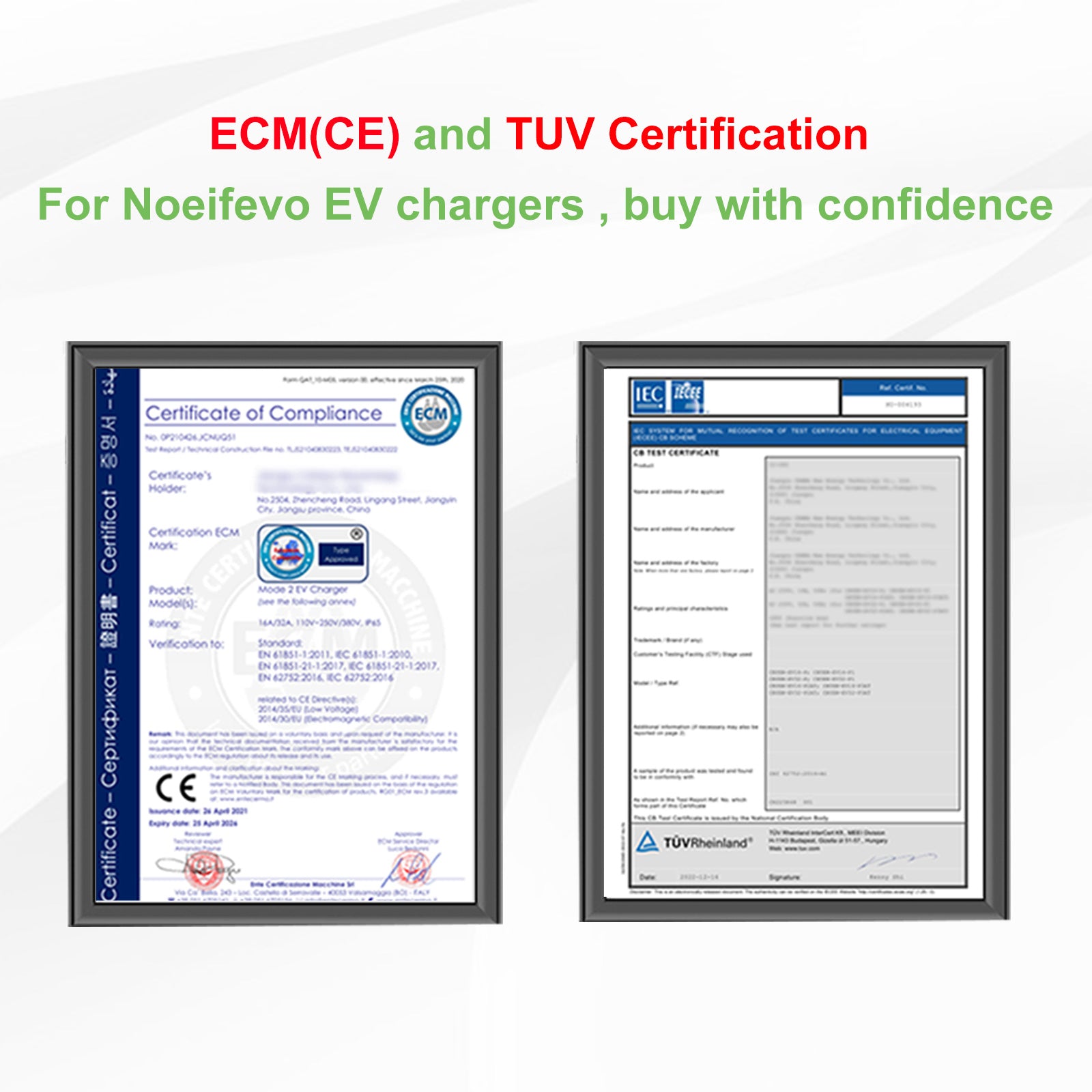 Noeifevo Type2 EV Charging Station Kit, 16A 3-faset oplader til elbiler, CEE 16A mobil EVSE Wallbox med 5 meter kabel