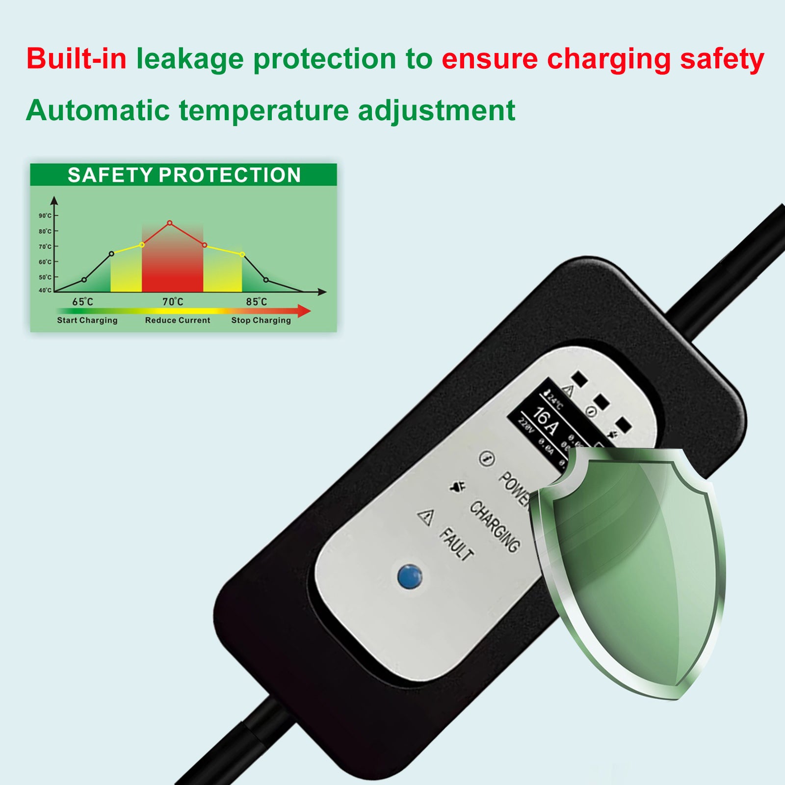 10Meter Tragbar Typ 2 3.6KW 16A EV Ladegerät, Mobile EV Ladekabel mit Schuko