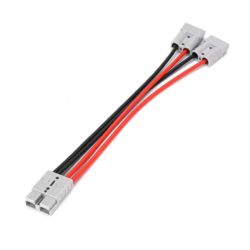 Anderson 120A 1 auf 2 Splitter Y-Typ Adapter, Anderson Stecker Kupferstecker, 8AWG Spezifikation 30cm Kabel, Maximalstrom 50 Ampere, Geeignet für Gabelstapler, Stapler und andere Fahrzeuge