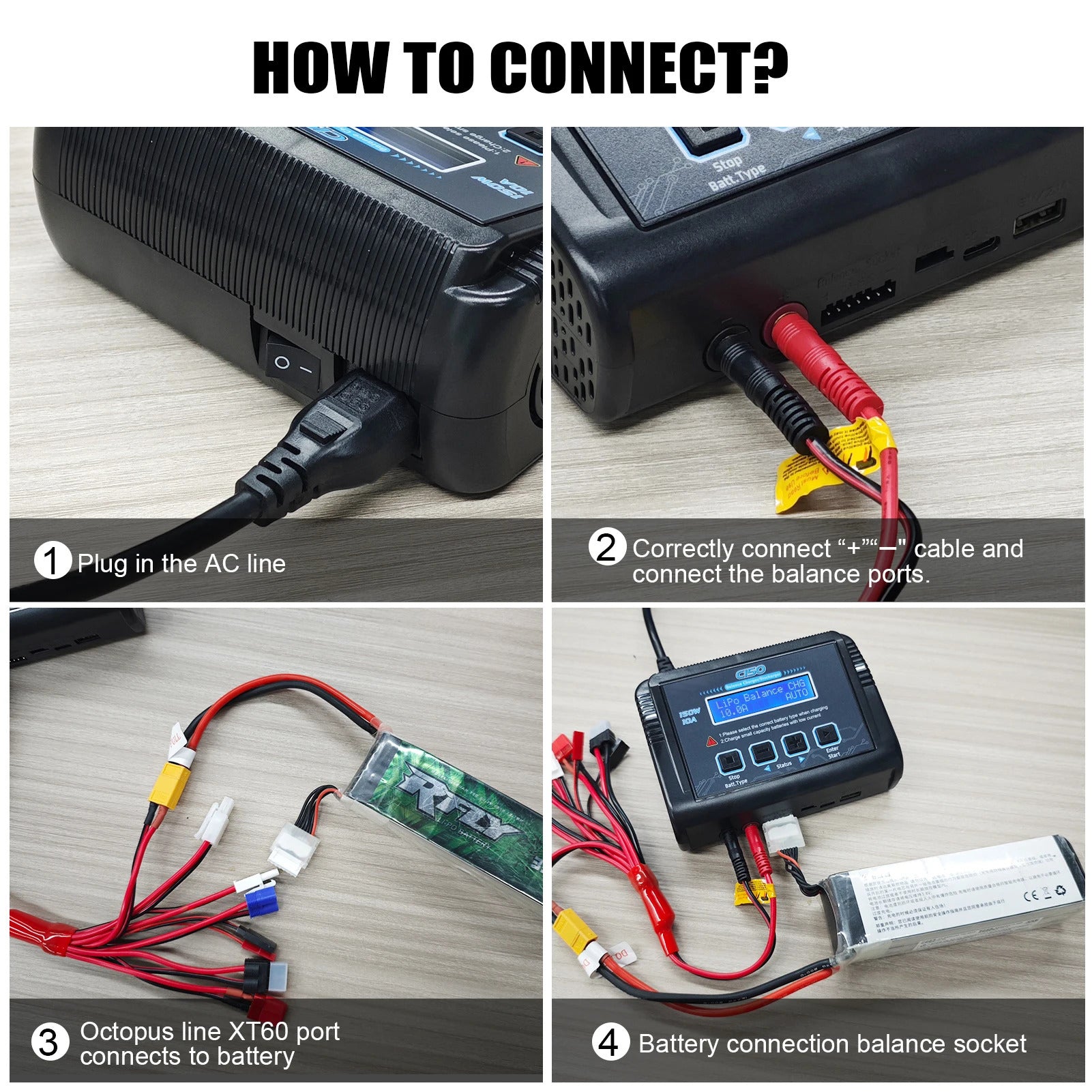 NOEIFEVO C150 AC/DC 150W 10A RC Balansladdare och Urladdare för LiPo LiHV LiFe LiIon NiCd NiMh Pb Batterier
