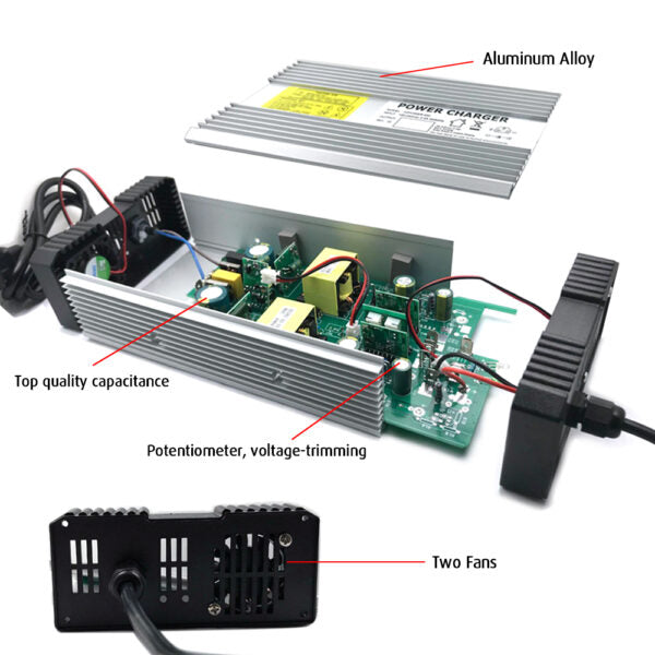 NOEIFEVO 58.4V 8A Lifepo4 batterioplader til 16S 48V(51.2V) Lifepo4 batteripakke