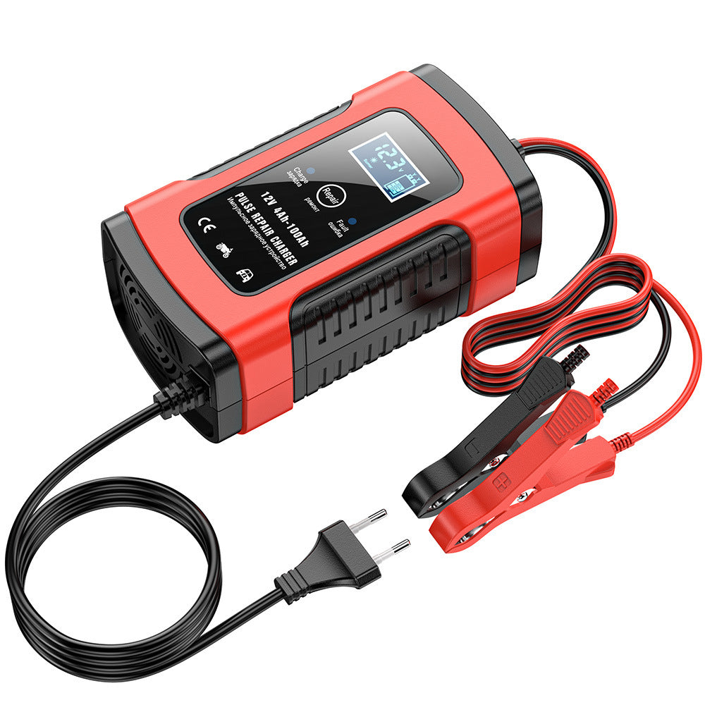 מטעין סוללות 12V 6A לרכב-אופנוע, מטעין חכם רב-תכליתי עם זיהוי טמפרטורה לסוללות עופרת-חומצה AGM, ג'ל וסוללות מחזור עמוק.