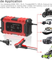 NOEIFEVO 6A Autobatterijoplader, 12V Slim Volledig Automatische Auto Batterijoplader met Temperatuurcompensatie voor Auto's, Vrachtwagens, Motoren, Grasmaaiers, Boten en Maritieme Batterijen