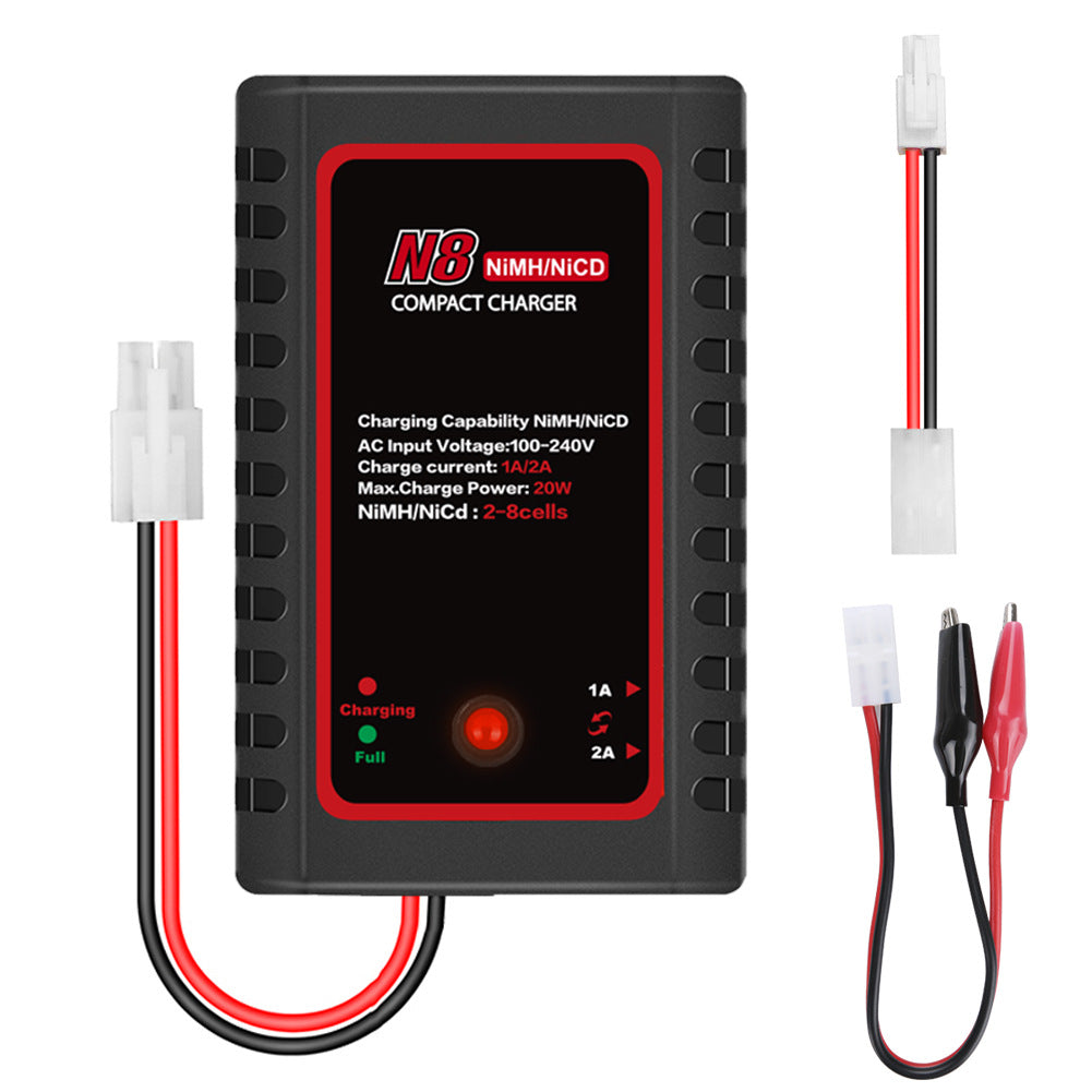 N8 Slimme NiMH / NiCD Acculader voor 2-8s 2.4V 3.6V 4.8V 6V 7.2V 8.4V 9.6V Accu voor Airsoft, RC Auto, Boot, Drone, met Standaard / Mini Tamiya Aansluiting