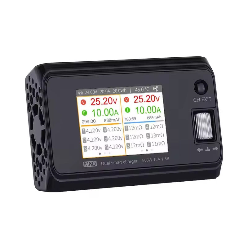 M6D 500W 25A DC Dual-Channel Inteligentna Ładowarka i Rozładowarka Balance do akumulatorów 1-6S LiPo/LiHV/LiFe/LiIon, 1-16S NiMH, 1-10S Pb