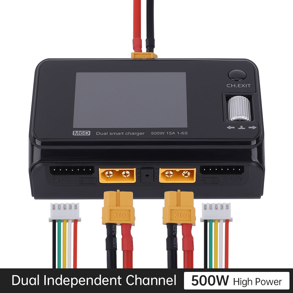 M6D 500W 25A DC Dual-Channel Intelligent Balansladdare och urladdare för 1-6S LiPo/LiHV/LiFe/LiIon, 1-16S NiMH, 1-10S PB-batterier