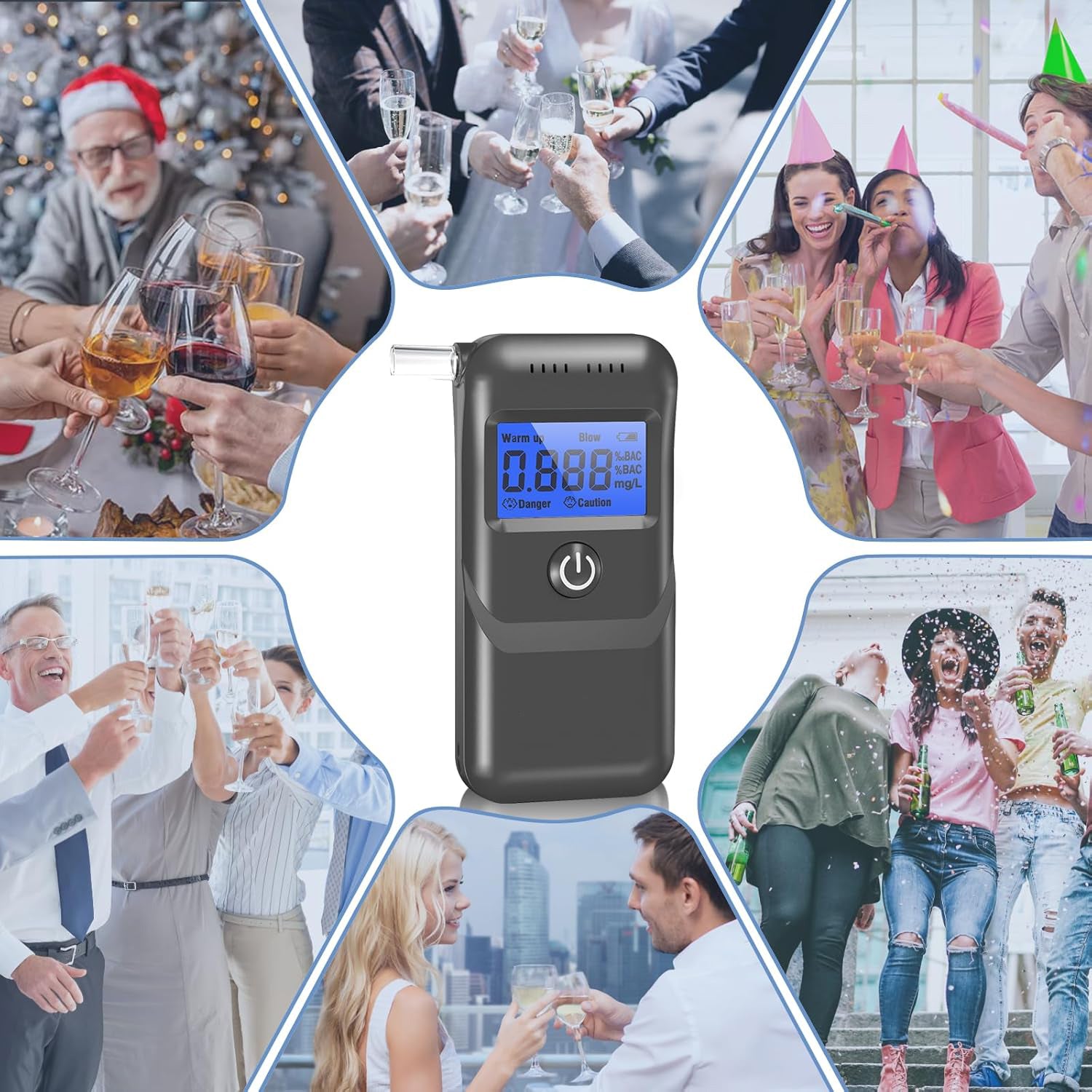 NOEIFEVO Alcoholtester, Professionele Ademtester met Digitale Blauwe LCD-Display, Ademalcoholtester met Hoge Nauwkeurigheid voor Persoonlijk en Professioneel Gebruik Thuis.