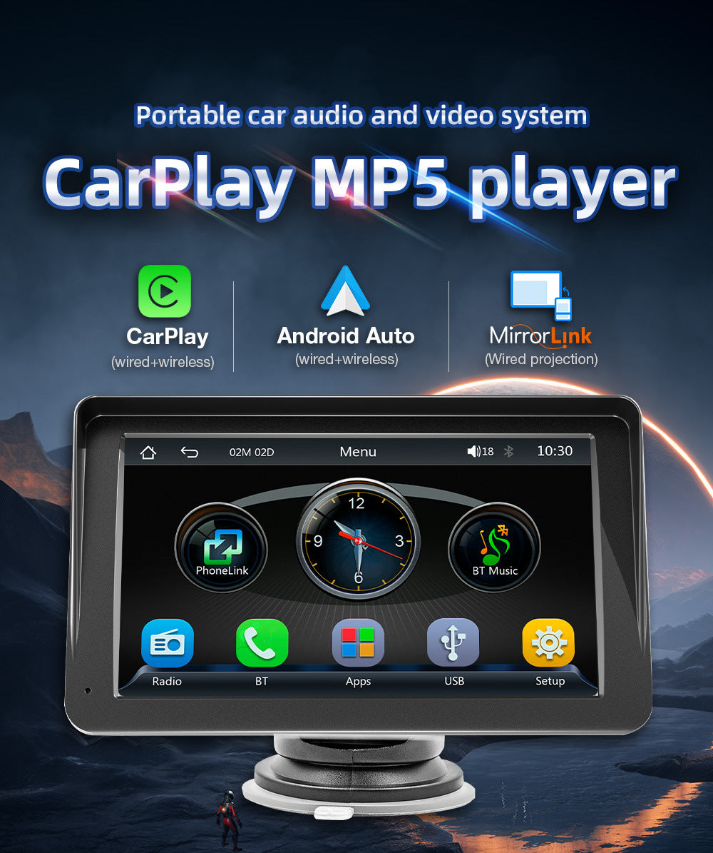 NOEIFEVO B70 7 Pulgadas CarPlay Inalámbrico, Android Auto y MirrorLink – Pantalla Táctil IPS HD, Audio Bluetooth, Siri, Navegación GPS, Pantalla de Auto para Todos los Vehículos