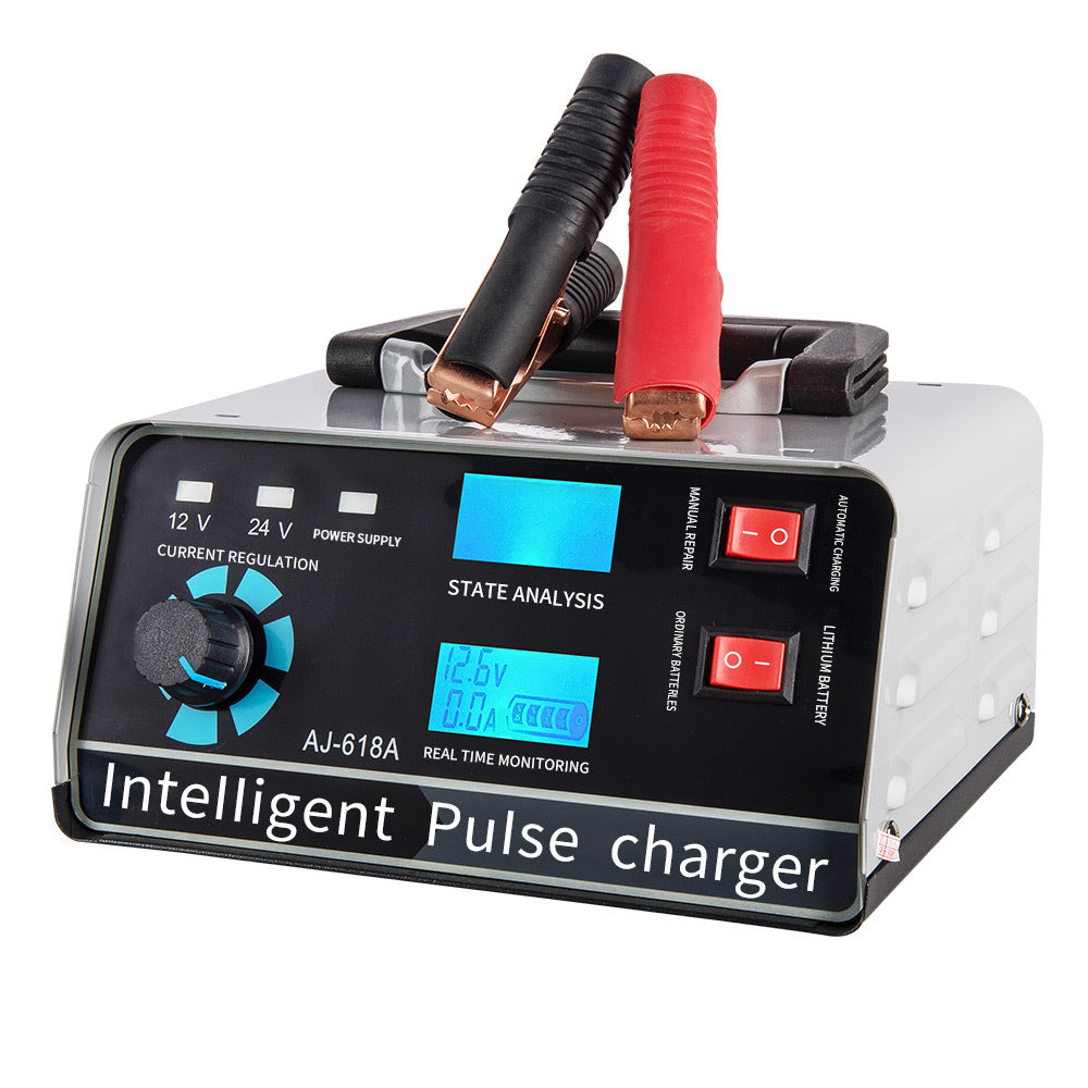 Smart batterioplader 12V 30A / 24V 15A, automatisk batterioplader med vedligeholdelse og smart pulserende reparation til bil, lastbil, båd og motorcykel