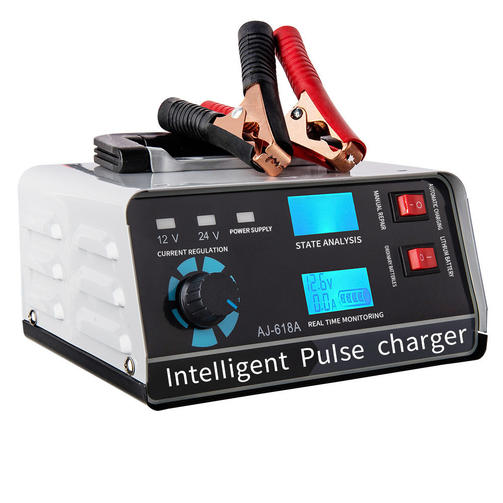 Smart batterioplader 12V 30A / 24V 15A, automatisk batterioplader med vedligeholdelse og smart pulserende reparation til bil, lastbil, båd og motorcykel