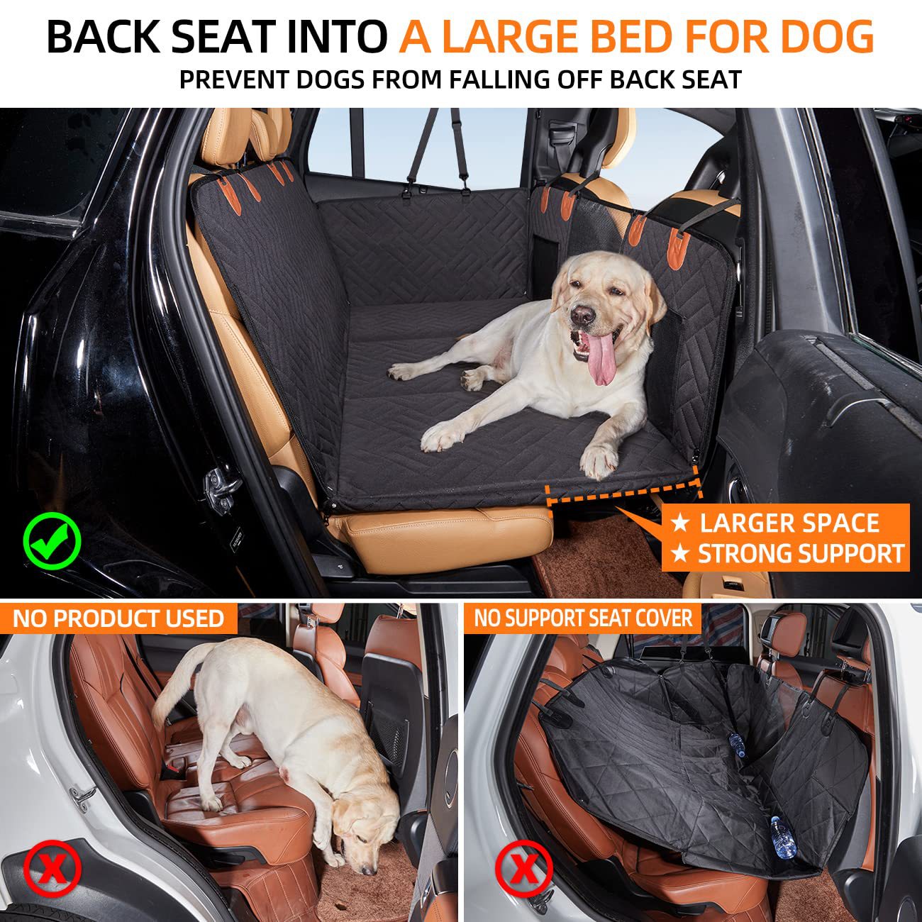 NOEIFEVO CA05 Manta para cachorro para banco traseiro de carro com fundo rígido, banco traseiro com proteção lateral e janela de visualização, manta para carro resistente a arranhões e repelente de água, tapete para cachorro, banco traseiro