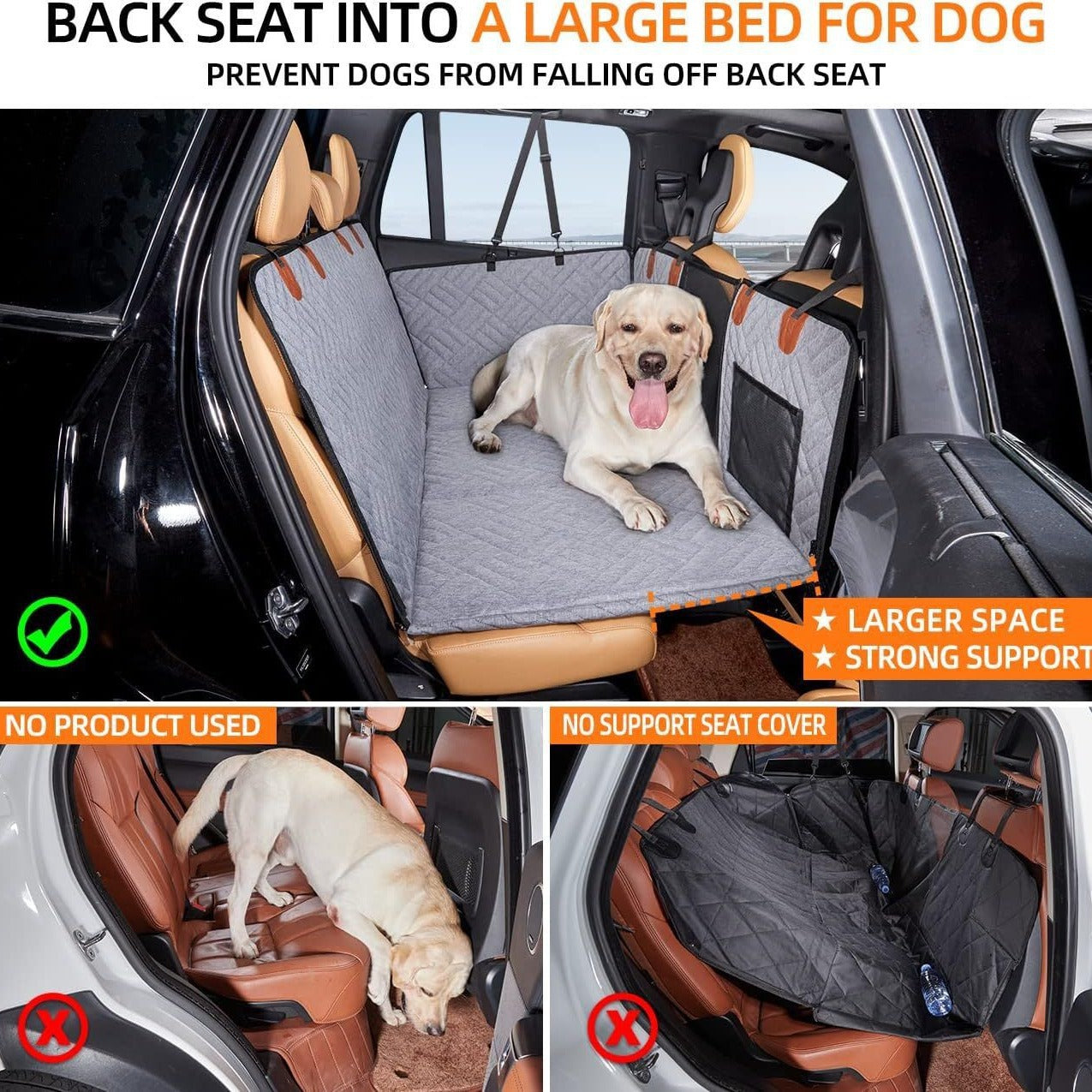 NOEIFEVO CA17 manta para perros para el asiento trasero del coche con ventana de malla y superficie lavable, base dura, funda de asiento de coche para perros, apta para la mayoría de coches, SUV y camiones