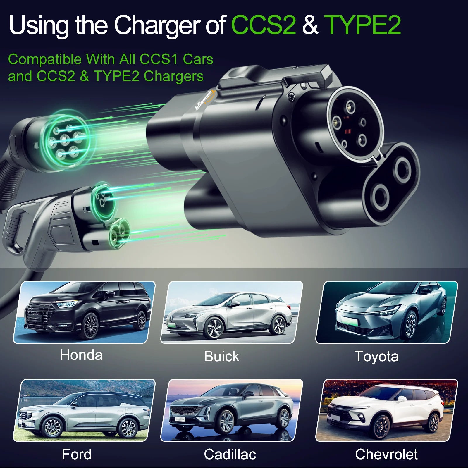 Noeifevo CCS2 till CCS1 EV-adapter upp till 250A Kompatibel med AC- och DC-laddare för J1772 Type1-bilar