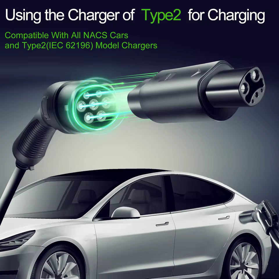 NOEIFEVO Typ 2 na Tesla adaptér AC 7,2 kW 32A 220V, vhodný pro Tesla Model S/X/3, pro Typ 2 AC EV nabíječku k nabíjení vozidel Tesla