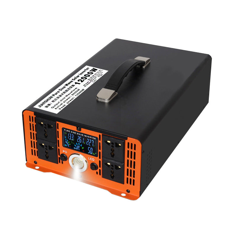 Inverter 5000W till 12000W ren sinusvågsspänningsomvandlare, 12V/24V/48V/60V/72V/96V till 230V, med LCD-spänningsdisplay
