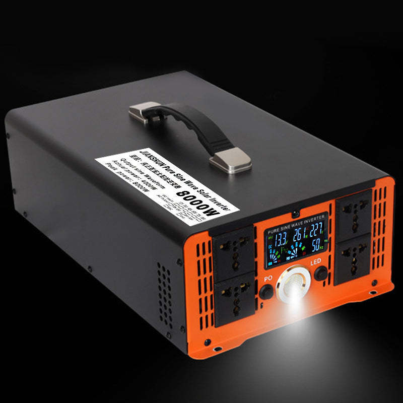 Inverter 5000W till 12000W ren sinusvågsspänningsomvandlare, 12V/24V/48V/60V/72V/96V till 230V, med LCD-spänningsdisplay