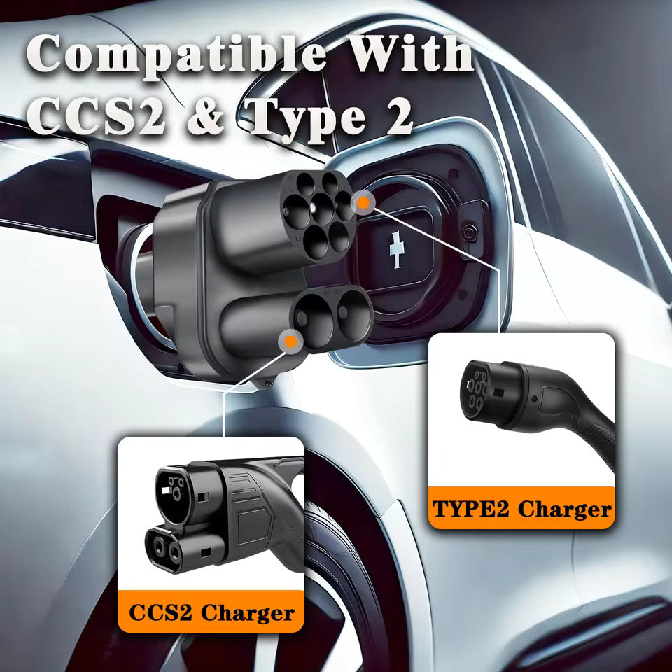 Adaptér na nabíjačku EV NOEIFEVO CCS2 a Typ 2 na Tesla NACS, AC 32A DC 400A, kompatibilný s Tesla Model 3/X/Y, vyrobený v USA, kombinovaný adaptér CCS2, podporuje nabíjačky CCS2 a Typ 2