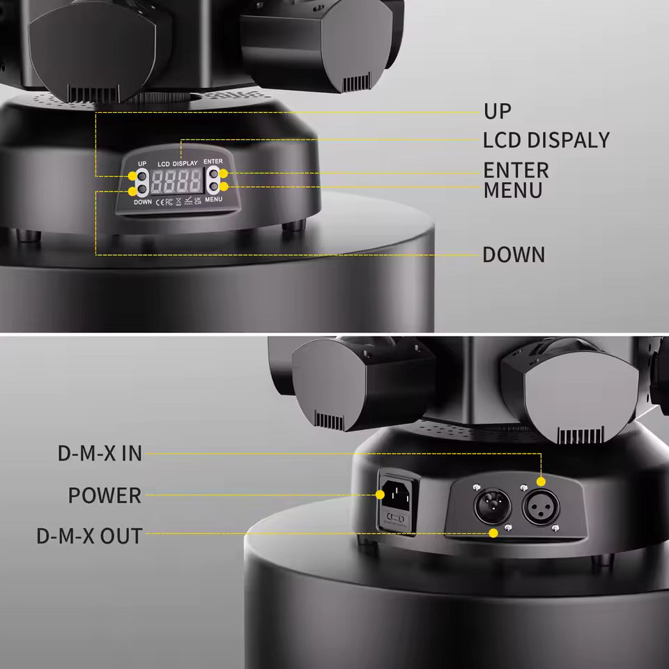 120W Sechsarmige Bühnenleuchte, Moving Head Licht mit RGBW 4-in-1-Effekt und DMX512-Steuerung, geeignet für Diskotheken, Partys, Konzerte, Kirchen, Hochzeiten und Theater.