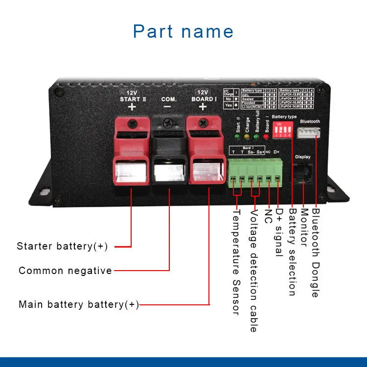 Inteligentní nabíječka NOEIFEVO 12V 30A DC to DC s posilovačem, podpora aplikace Bluetooth, pro LiFePO4 baterii, lithiovou baterii, olověnou AGM