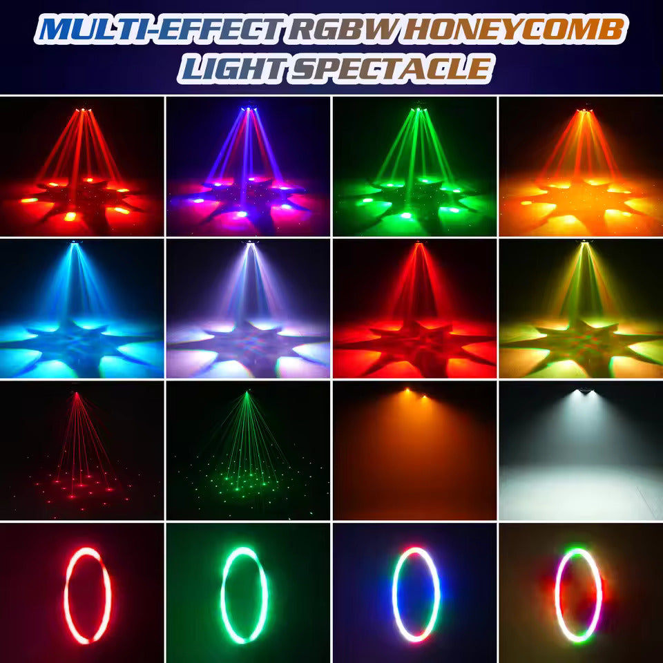 150W 6-armet RGBW beam moving head med halo-effekt, scenelys, DMX512 bikakestråle-stroboskop-effekt, egnet for DJ-fester, bursdagsfeiringer, profesjonell scenebelysning, bar- og KTV-belysning