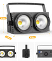 4 Stück 200W COB Par Scheinwerfer 2x100W Blinder Beleuchtung 2-Augen LED 2IN1 COB Kalt-/Warmweiß Party Bar DMX Bühnenbeleuchtung