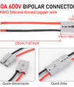 Høytstrømsforbindelse 50A 600V, Anderson 50A til M8 hurtigbatteritilkobling, 8 AWG 20 cm elektrisk kabel for LiFePO4-batteri, golfbil, gaffeltruck