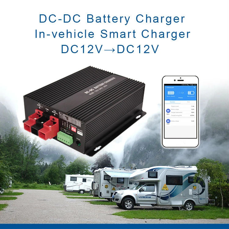 NOEIFEVO 12V 30A DC naar DC slimme oplader met booster, ondersteuning voor Bluetooth-app, voor LiFePO4-batterij, lithiumbatterij, loodzuur AGM