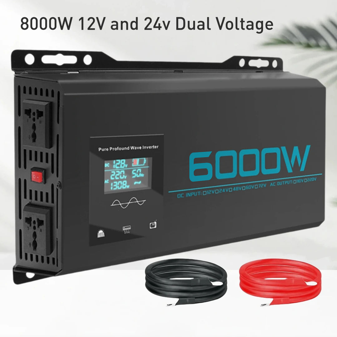 Reiner Sinuswellen-Wechselrichter – 12V & 24V auf 220V Dualspannung | 48V, 60V & 72V auf 220V Dreifachspannung | 5000W/6000W Optionen Ideal für Wohnmobile, Solarbatterien