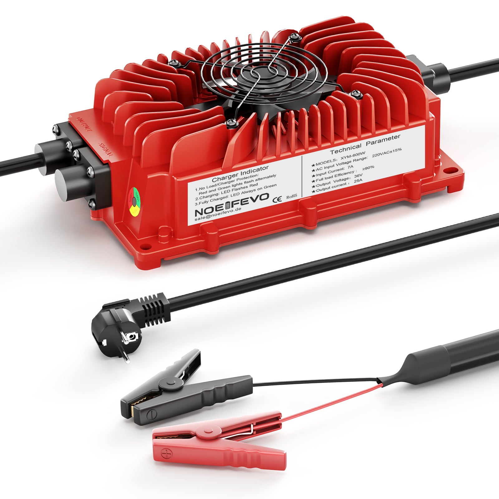 NOEIFEVO 36V 20A Batterieladegerät für Blei-Säure-Batterien, AGM, Gel, Golfwagen-Batterieladegerät