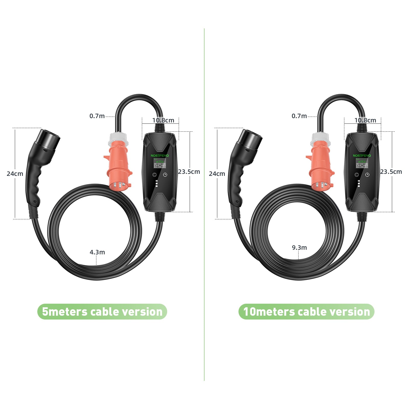 22KW 32A 3-faset type 2 højstrøm hurtigopladningskabel Mobil EV Wallbox, 5 meter kabel