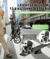Elektrický invalidní vozík – 13.6kg, 300W motor, odnímatelný lithiumový akumulátor, elektromagnetická brzda, nosnost 100kg, lehký elektrický skládací vozík ideální pro cestování & každodenní použití