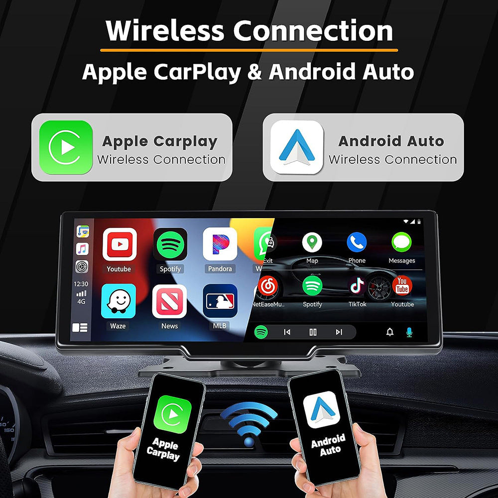 NOEIFEVO C200 מסך CarPlay בגודל 10.26 אינץ', רדיו רכב נייד תואם Apple CarPlay ו-Android Auto, מסך IPS מגע, מצלמת רכב 4K, מצלמת רוורס 1080P, סירי, ניווט GPS, בלוטות', MirrorLink, FM