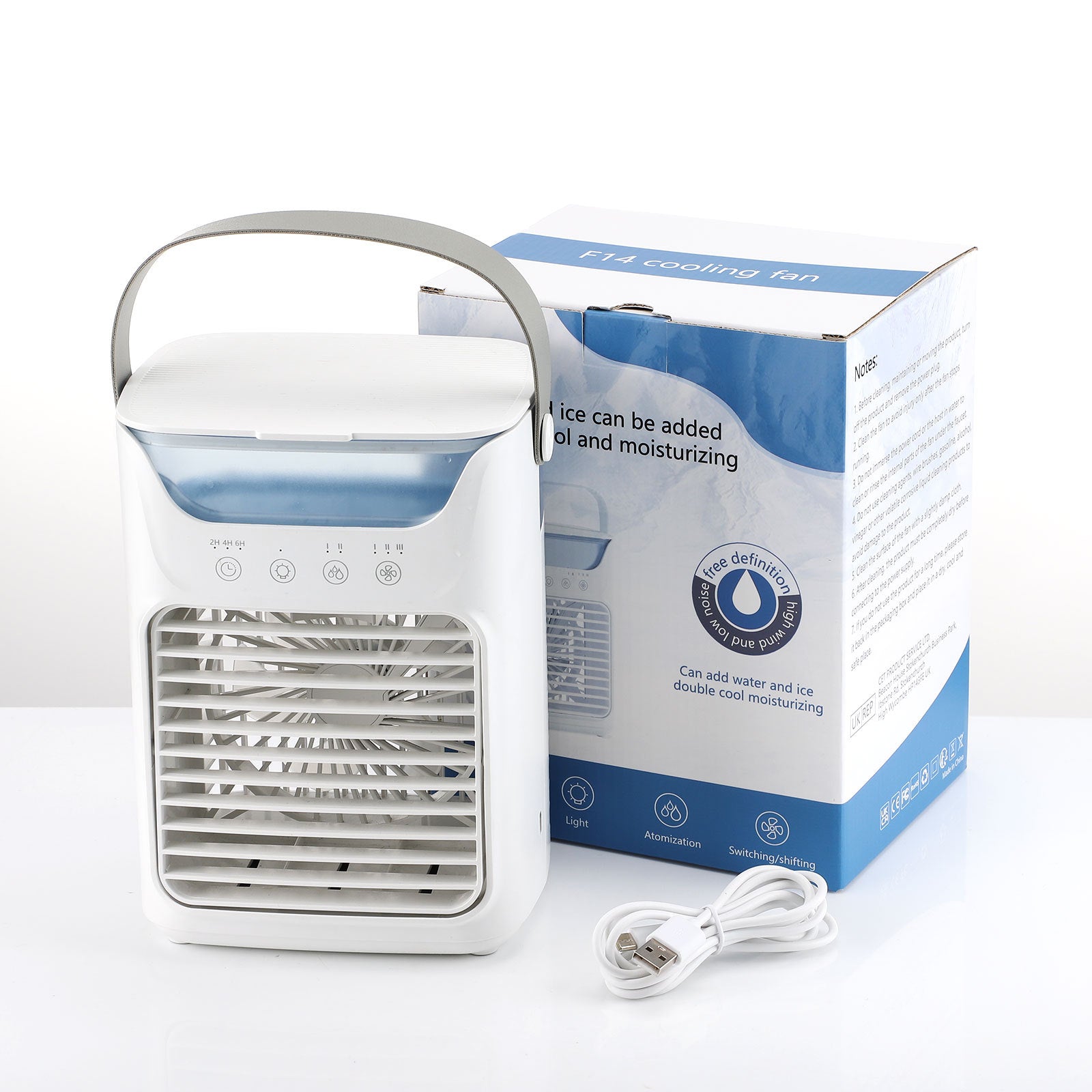 Climatizzatore mobile, climatizzatore mini da 700 ml, climatizzatore portatile 4 in 1 con USB, con timer da 2/4/6 ore, 3 velocità e 2 modalità nebbia, 7 colori, mini raffreddatore d'aria per la casa, l'ufficio