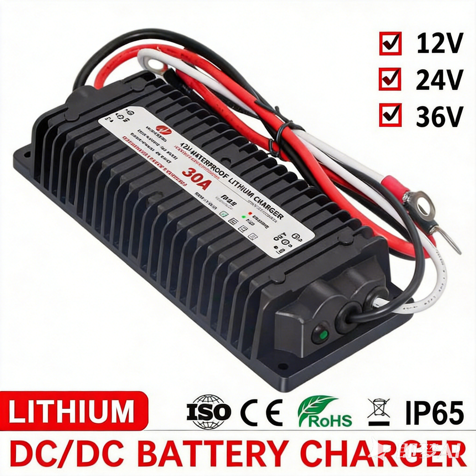 NOEIFEVO Vanntett DC 10-36V til 14,6V 29,2V 43,8V LiFePO4-litiumbatterilader for bobiler, båter, biler og doble batteri-energilagringssystemer