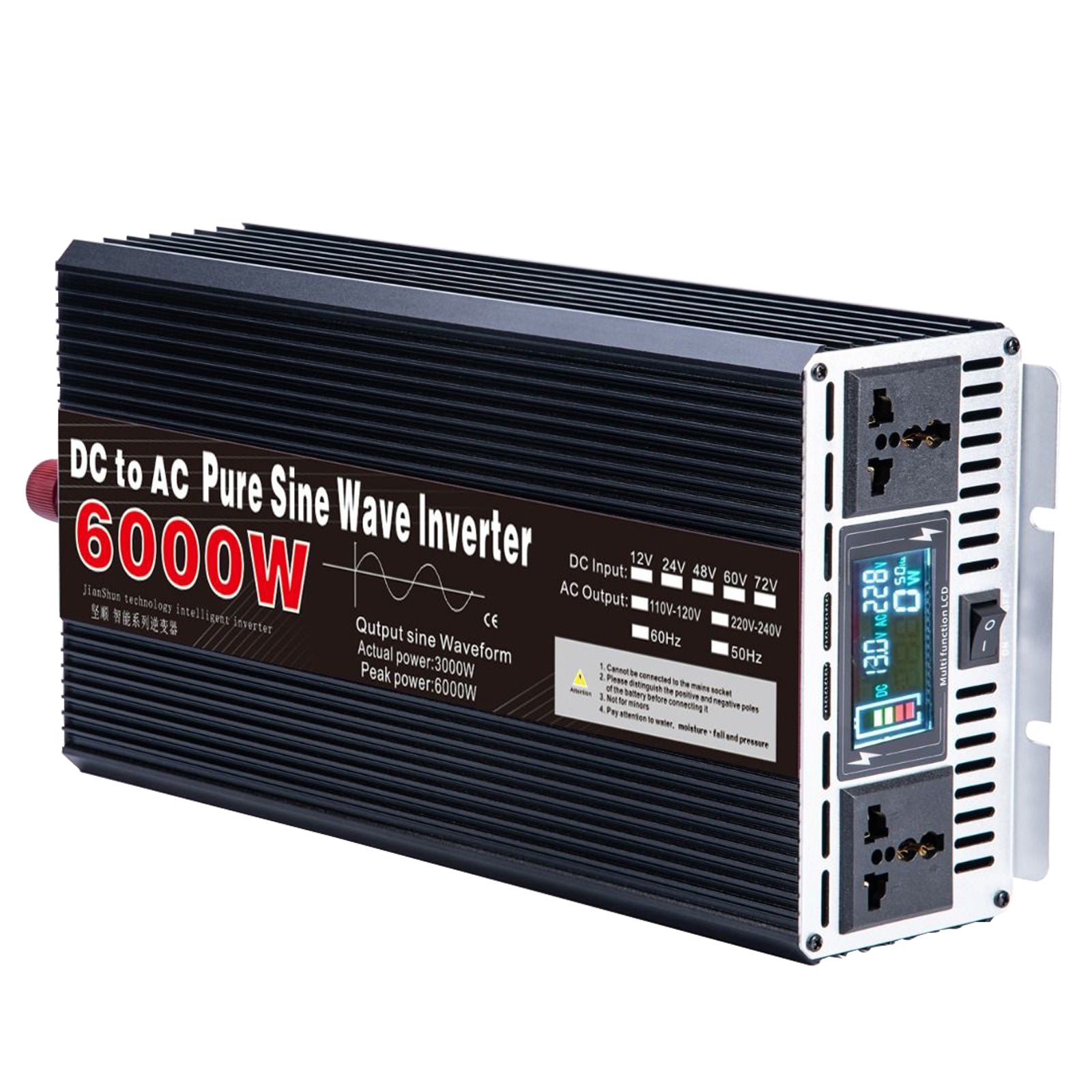 Inverter sinusoidale puro DC 12V a AC110V 220V 3000W 4000W 5000W 6000W 8000W Convertitore di tensione Convertitore solare inverter